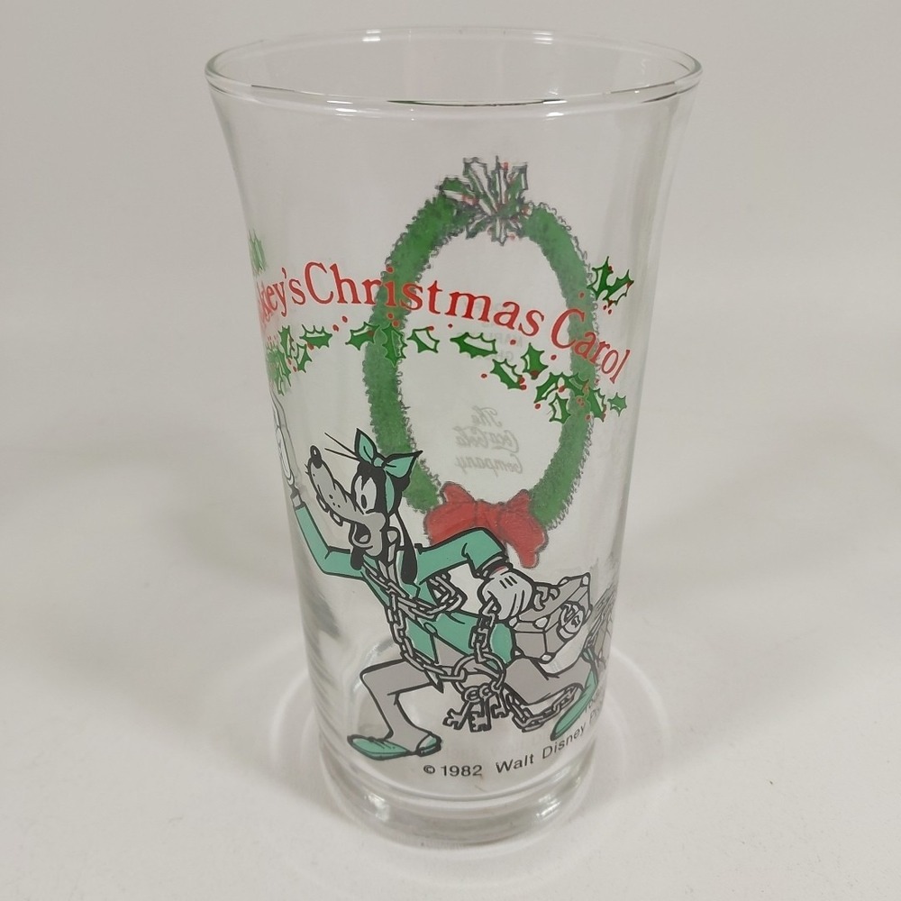 VTG Disney Mickey's 1982 Christmas Carol Glass Goofy Marley's Ghost Coca Cola
